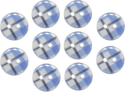Kunststof knopen - 10 stuks - Blauw Wit Zwart - 12mm - geruit