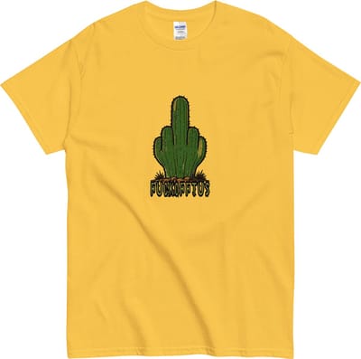 Rebels T shirt Dames Heren - Fuckoff Cactus - Statement Cadeau - Geel - S