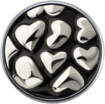 Quiges - Dames Click Button Drukknoop 18mm Hartjes Zwart - EBCM204