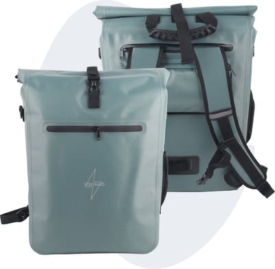 Voltano Luxe E-bike Fietstas / Rugtas - Ice Blauw - 28L - 100% Waterdicht - Met Schouderband - Met Groot Laptop Vak