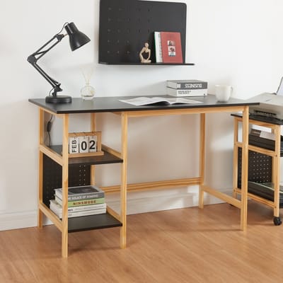 Bureau Dønna 120x60x75 cm mdf zwart en houtkleurig [en.casa]