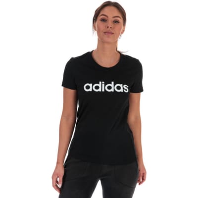 adidas Essentials Linear slimfit T-shirt voor dames, zwart-wit