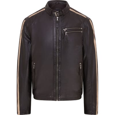 Heren gestreepte Cafe Racer Biker leren jas - Alta