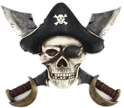 Piraten schedel met zwaarden beeld - muurdecoratie - Zwaard - Skull - Decoratie - Woonaccessoires - 25cm Hoog