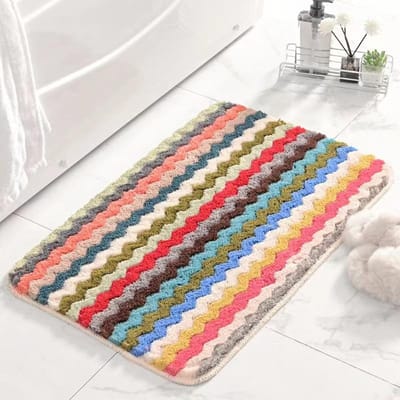 Kleur Golvend Flock Vloermat Huis Woonkamer Slaapkamer Vierkant Tapijt Badkamer Toilet Absorberend Antislip Voetmat 40*60