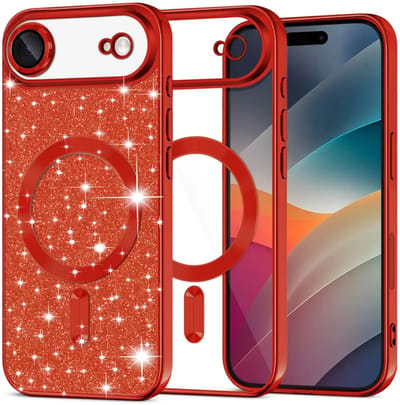 Hoesje geschikt voor Apple iPhone Air - Techsuit Luxury Glitter Back Cover - Geschikt voor MagSafe - Rood