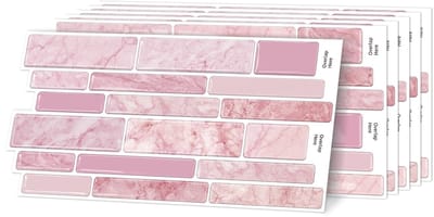 Allecto - 3D Marmeren Tegelstickers - Roze Zelfklevend - 10 Stuks - Voor Keuken en Badkamer - Makkelijk aan te brengen - Decoratief en Modern - Ges...