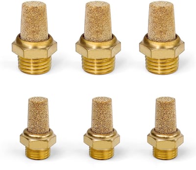 Dailygoods- Geluiddemper 3 Stuks - Pneumatische Geluiddempers 1/8 PT / 1/4 PT - Buitendraad - Voor Luchtcilinders / Ventielen - Hoogwaardig Messing - Duurzaam - Pneumatische Demper