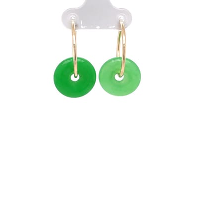 Pat's Jewels Oorbellen dames - Oorringen - Agaat hanger- Groen - Donut Hanger - Goud