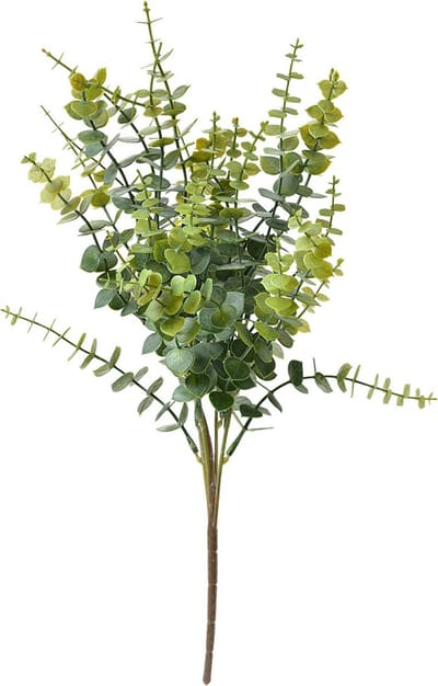 Clayre & Eef - decoratieve accessoires - 2 STUKS- Herfst - Eucalyptus - plant - Zijden bloemen - nep - groen - 46 cm