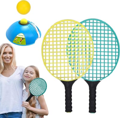 Tennistrainer Set - Solo Trainer Hulpmiddel - Tennis Oefenen - Stabiel Trainingsontwerp - 413 x 231 x 16 cm - Zwart