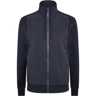 Boss Heren-sweatshirt van Shepherd met geweven stof en doorlopende ritssluiting (Donkerblauw)