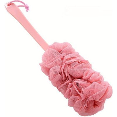 Rugborstel met lange handgreep Body Scrubbers Douche Hangende lichaamsborstel Sponzen Zacht gaas Baddoucheborstels Badaccessoires voor volwassenen roze