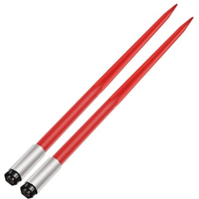 VEVOR Frontladertanden 125 cm Balentanden 2041 kg capaciteit, Balenprikker snelbevestiging, Rood gecoate balenvorken, met zeskantmoer en huls voor shovels, tractoren, laders