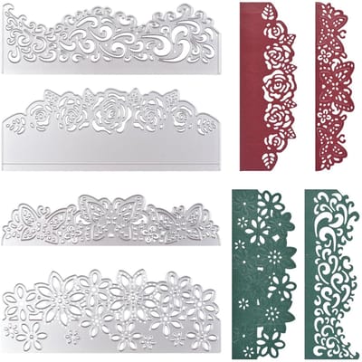 Dailygoods- Matrijzen 4 Stuks - Snijmatrijzen - Stansen voor Kaarten - Scrapbooking - Kanten Frame - Koolstofstaal - Snijmal