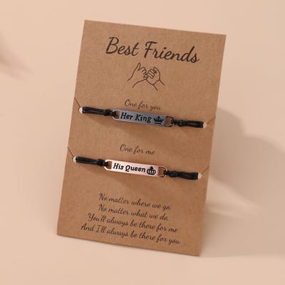 Her King His Queen Koppel Armbanden - Rosé Goud & Zwart - Vriendschapsarmbandjes Cadeau - Pax Amare