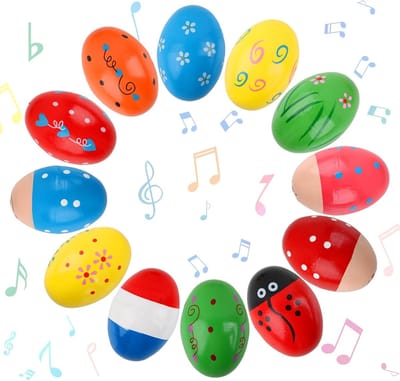 Houten Eierschudders - Maracas Percussie - Muziek Maken - Set van 12 - 1x1x1 cm
