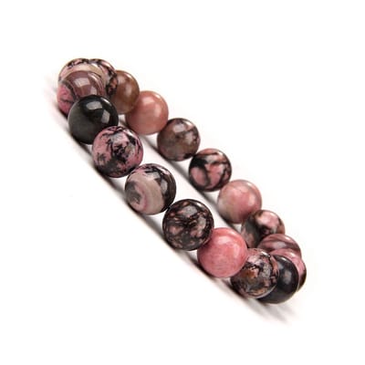 Bixorp Gems Matrix Rhodoniet Edelstenen Armband 10mm - Edelsteen Kralenarmband - Spiritueel Cadeau - 20cm