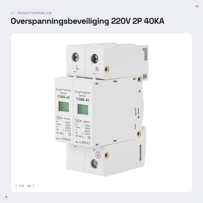 Dailygoods - Overspanningsbeveiliging - 220V 2P 40KA - Bescherming voor elektrisch systeem - Hoogwaardige kwaliteit - Geschikt voor DC 420V - Duurzaam...