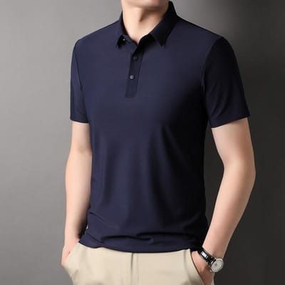 Heren T-shirt met korte mouwen Zomer Nieuw Effen Kleur Poloshirt voor Jongeren en Middelbare Leeftijd Jinami Naadloos T-shirt 4XL black