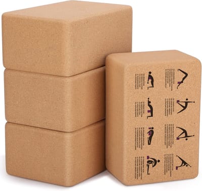 GOODEVN Premium 4-Pack Portugese Kurk Yogablokken Set - 100% Dichte Kurk | Extra Dik (7cm) voor Maximale Stabiliteit | Eco-Friendly Yoga Accessoires voor Beginners & Gevorderden