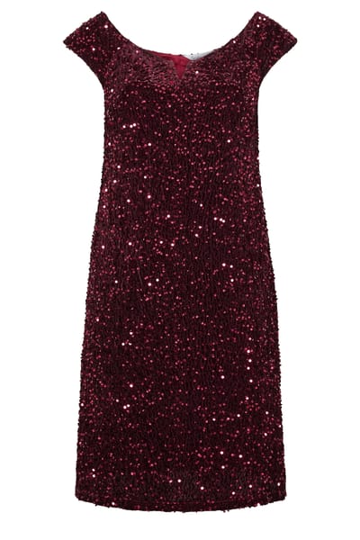 Yours London Rode Fluwelen Jurk Met Pailletten Size 42