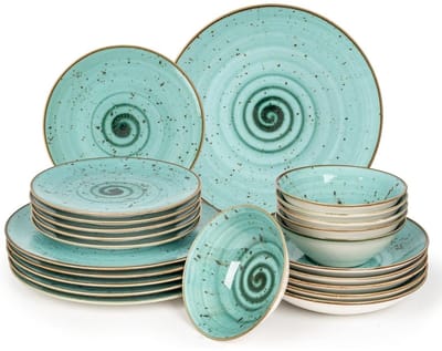 Serviesset 6 Persoons - Serviessets - Bordenset - Chique Bordenset - Porselein - Turquoise