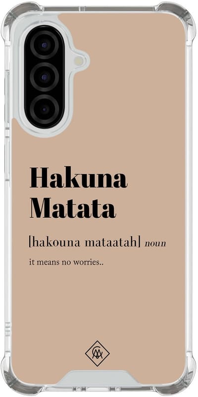 Casimoda® hoesje - Geschikt voor Samsung Galaxy A36 - Hakuna Matata - Shockproof case - Extra sterk - TPU/polycarbonaat - Bruin/beige, Transparant