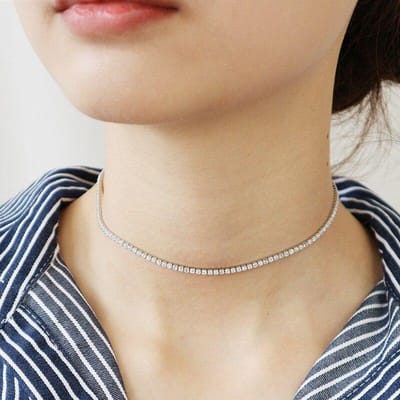 S925 Sterling Zilveren Choker Ketting tennis ketting Slank Kort Zirkoon Dames Eenvoudige Fijne Sieraden Totaal 33cm 33cm brown