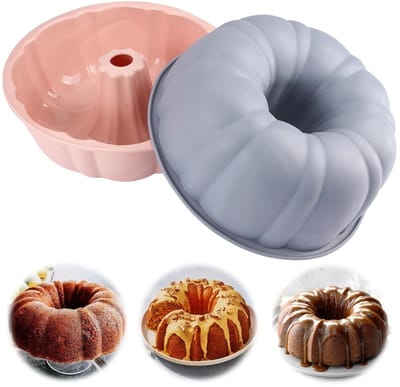 Dailygoods- Gugelhupfvorm 25 cm - Siliconen Bakvorm - Taartvorm - Set van 2 - Niet Plakkerig - Veilig en Niet Giftig - Cakevorm
