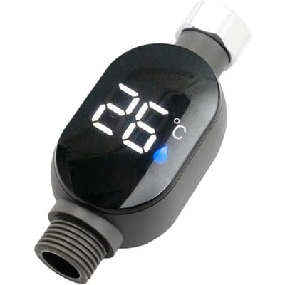 Thermomètre de salle de bain LED Noir 0-99°C Compteur numérique de température de l'eau de douche Mesure précise pour la maison black