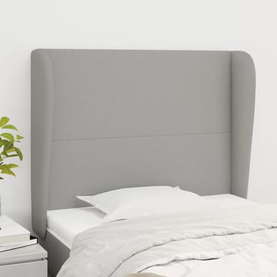 vidaXL - Hoofdbord - met - randen - 83x23x118/128 - cm - stof - lichtgrijs