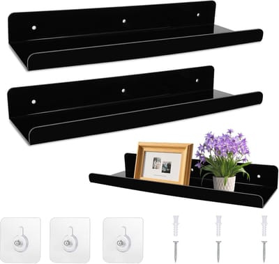 Wandplank Set van 2 voor Badkamer en Woonruimte - Zwevend, Zelfklevend en Scheurvrij