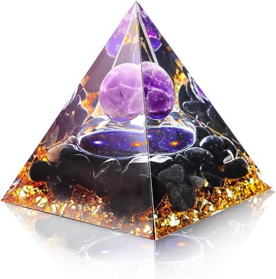 Kristallen piramide, 6 cm amethist piramide edelsteen, levensboom piramide piramide desktop ornament, woondecoratie voor yoga, meditatie (paars)