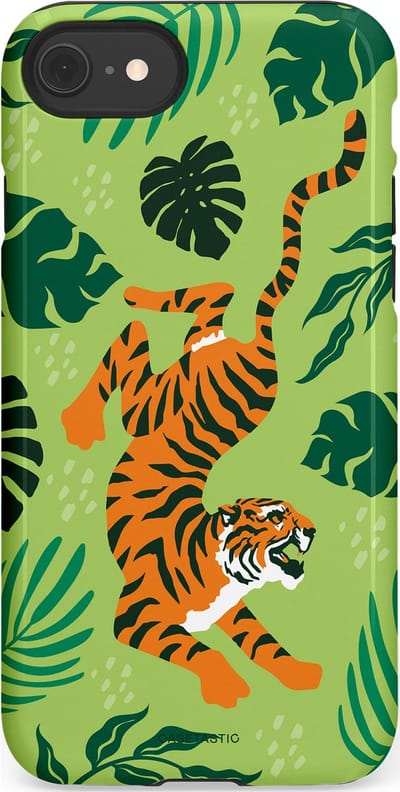 Casetastic Hoesje Geschikt voor Apple iPhone 7/8/SE - Stijlvolle Beschermende Duo-layer Case - Tijgerwoud