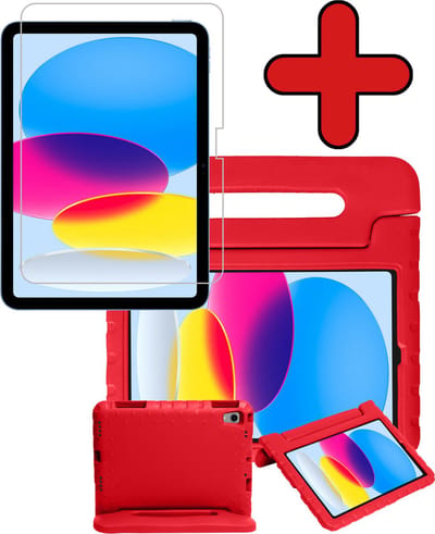 Hoesje - Geschikt voor Apple iPad A16/A18 (2022/2025/2026) - 10.9 & 11 inch (10e, 11e & 12e generatie) - Met Screenprotector - Kinderhoes - Shockproof Bumper - Kidsproof Case - Tablethoes - Kinder Hoes Cover - Rood
