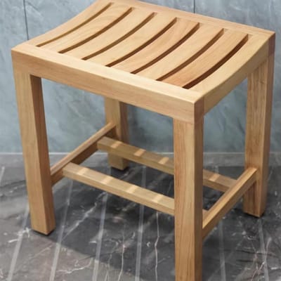 Douchebank Teak - Badkamerzitje Kruk - Ontspannen Douchen - Waterbestendig Massief Hout - 43 cm Hoog - Teak