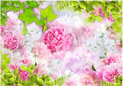 Fotobehangkoning - Behang - Vliesbehang - Fotobehang Roze Pioenrozen - Peonies - Bloemen - 400 x 280 cm