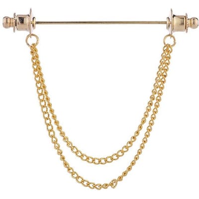Nieuwe Metalen Ketting Kwast Broche Pin Shirt Pak Kraag Reversspelden Mode Sieraden Broches Voor Vrouwen Mannen Accessoires beige