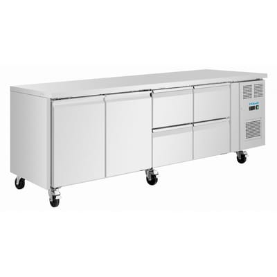 Polar U-serie koelwerkbank 4 lades & 2 deuren