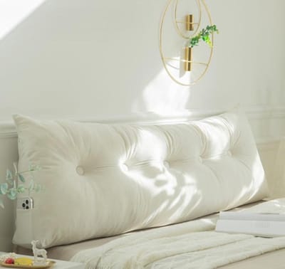 Driehoekig hoofdkussen - Steun voor rug - Ontspannen lezen - Zijvak met rits - 150 cm breed - Wit