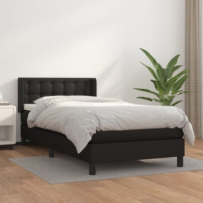 vidaXL - Boxspring - met - matras - kunstleer - zwart - 90x190 - cm