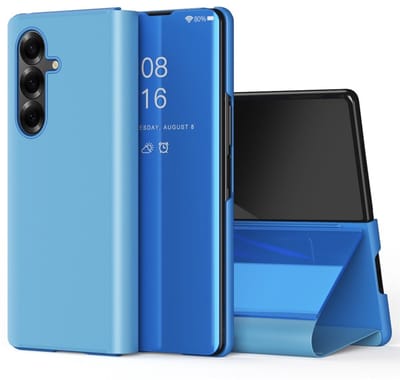 Lunso Geschikt voor Samsung Galaxy Z Fold 7 - Window view cover hoes - Lichtblauw