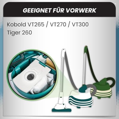 5-laags stofzuigerzakken voor Vorwerk Tiger VT260, VT265, VT270, VT300 - 20 stuks van microvlies met hygiënische klepsluiting