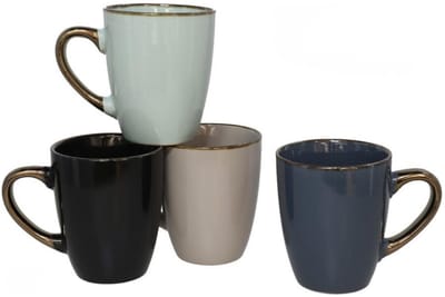 Gerimport Koffie / thee mok Regina - 4x stuks - multi kleuren - 350 ml - mokken - keramiek