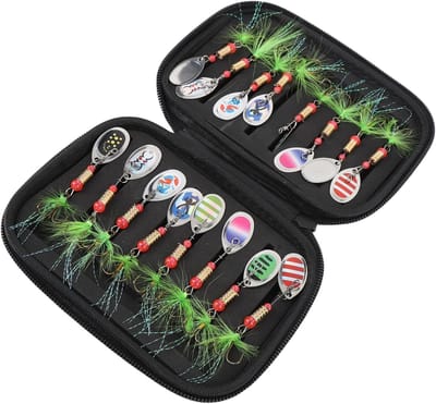 Metalen Kunstaas Set - Spinnerbaits Vissen - Forelbaars Vissen - 16 Delige Set - Met Opbergtas