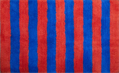 Kitsch Kitchen - Badmat gestreept oranje/donkerblauw