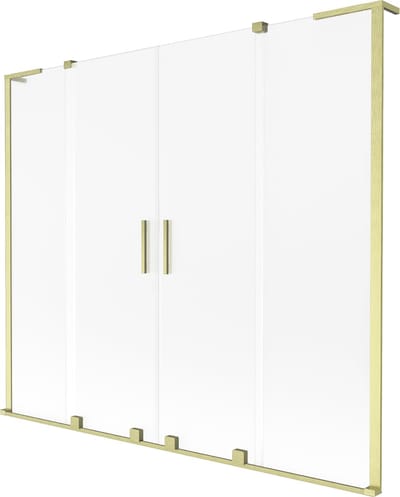 Mexen Velar L Duo badwand 2-delige schuifdeur 170 x 150 cm, ijs, goud geborsteld - 896-170-003-32-55
