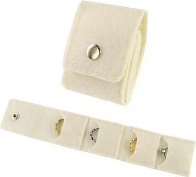 Kleine sieradenrol voor reizen, opvouwbare juwelendoos, microfiber organizer voor ringen, kettingen en oorbellen (Beige-1)