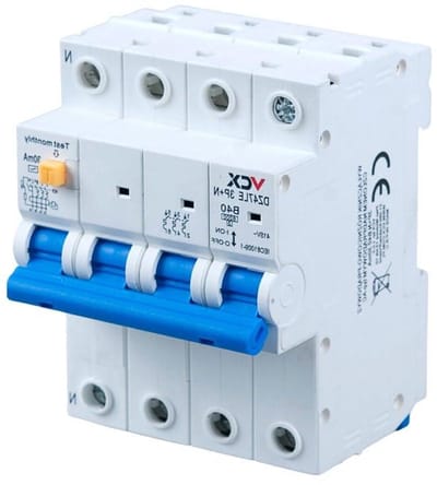 Aardlekschakelaar met overstroombeveiliging - FI/LS schakelaar RCBO - Elektrische installatie beveiligen - Dubbele bescherming in één - 3P+N 32A 30mA